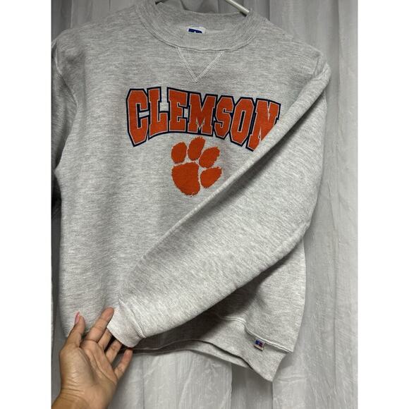 VTG 90s NCAA Clemson Tigers Clemson University Russell Crewneck Sweatshirt Y/MED - Picture 4 of 8